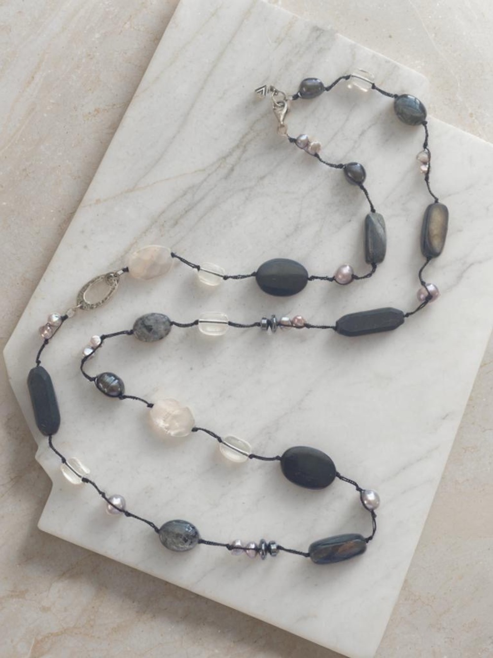 Silpada Classic Gray Pearl and She’ll Necklace N1796 35”inches